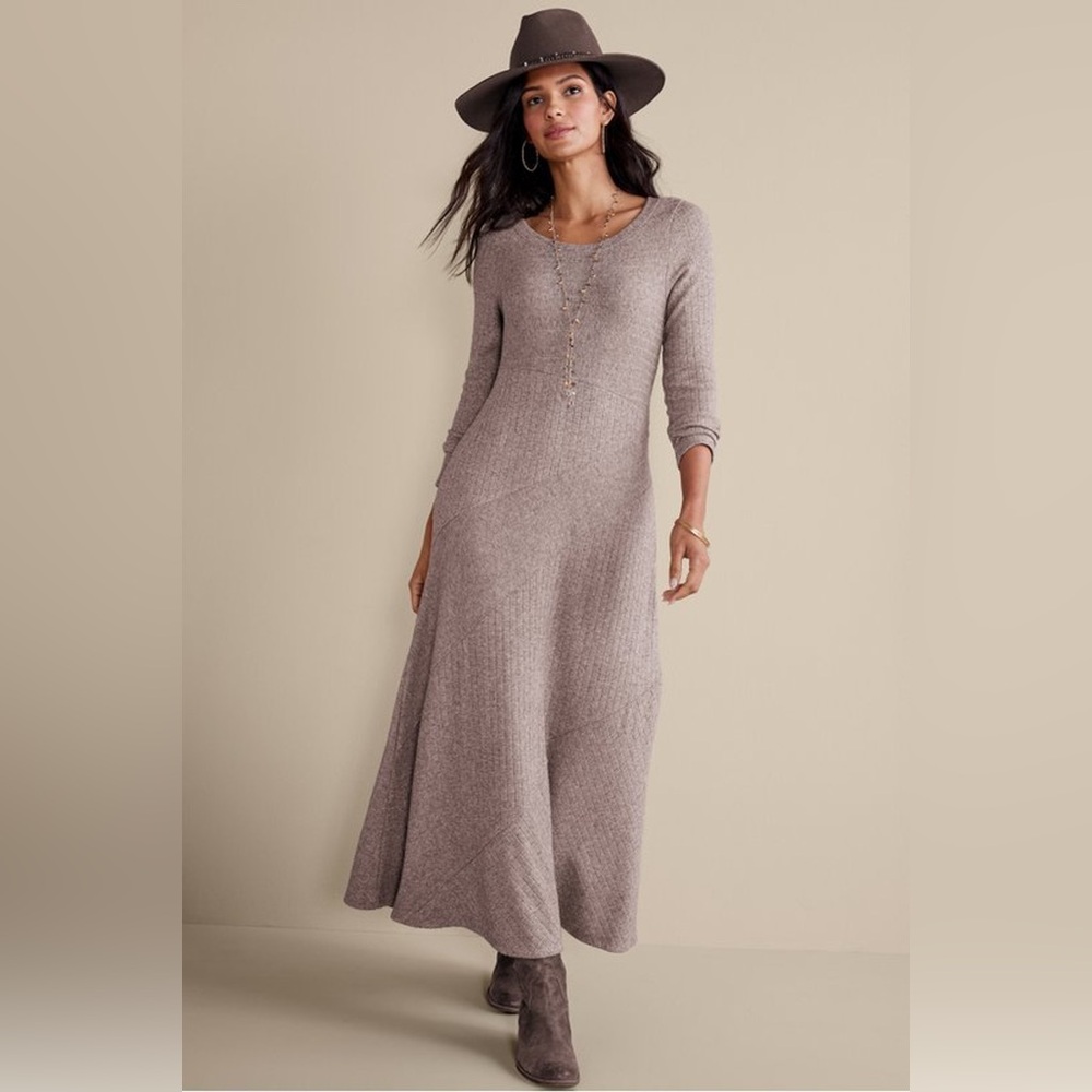 NWT Soft Surroundings Clio Dress in Brown Heather